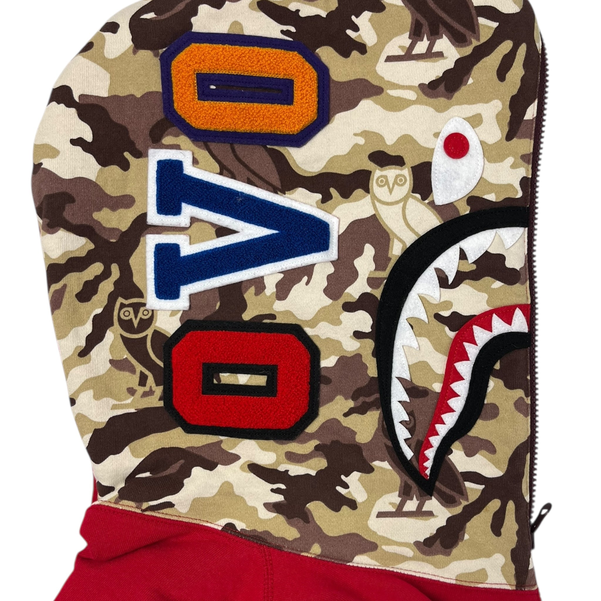 A Bathing Ape X OVO Woodland Camo Shark Reversible Full Zip Hoodie