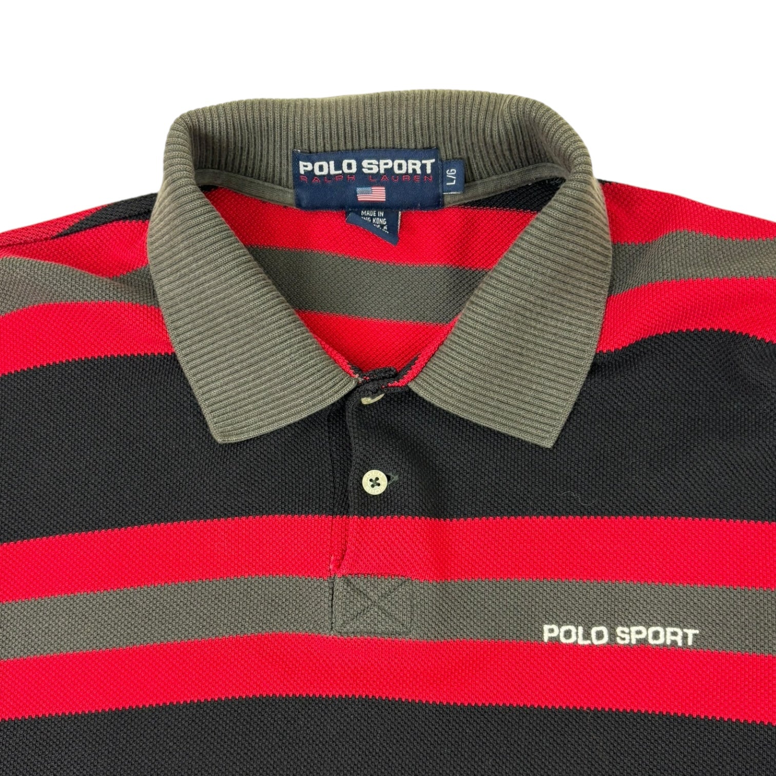 Vintage Polo Sport Striped Polo Long Sleeve Shirt