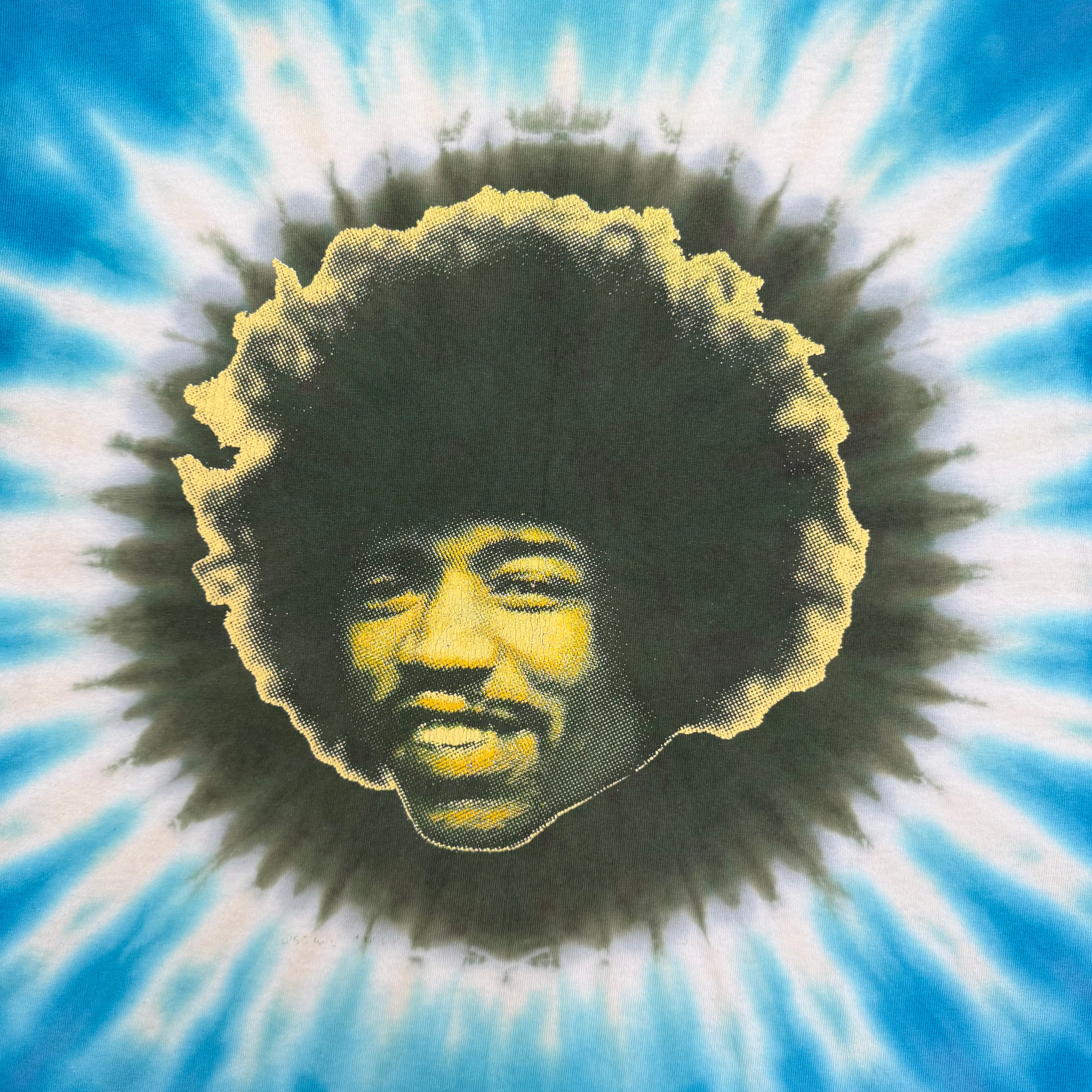 1995 Jimi Hendrix Portrait Tye Dye Tee Sky Blue