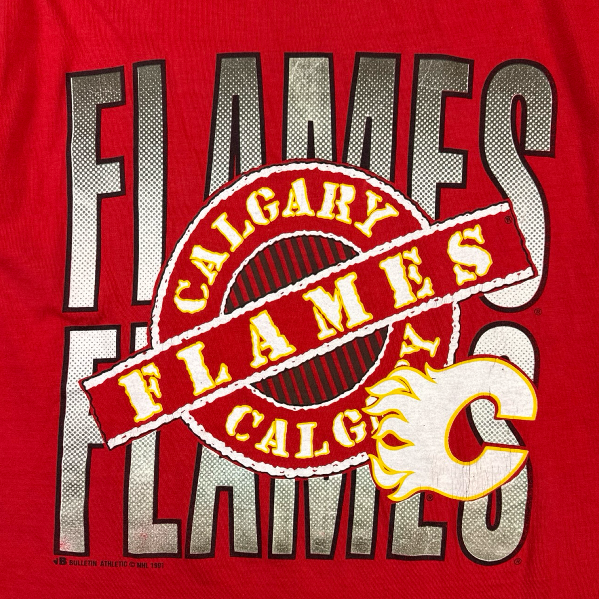 1991 Calgary Flames Bulletin NHL T-Shirt Red