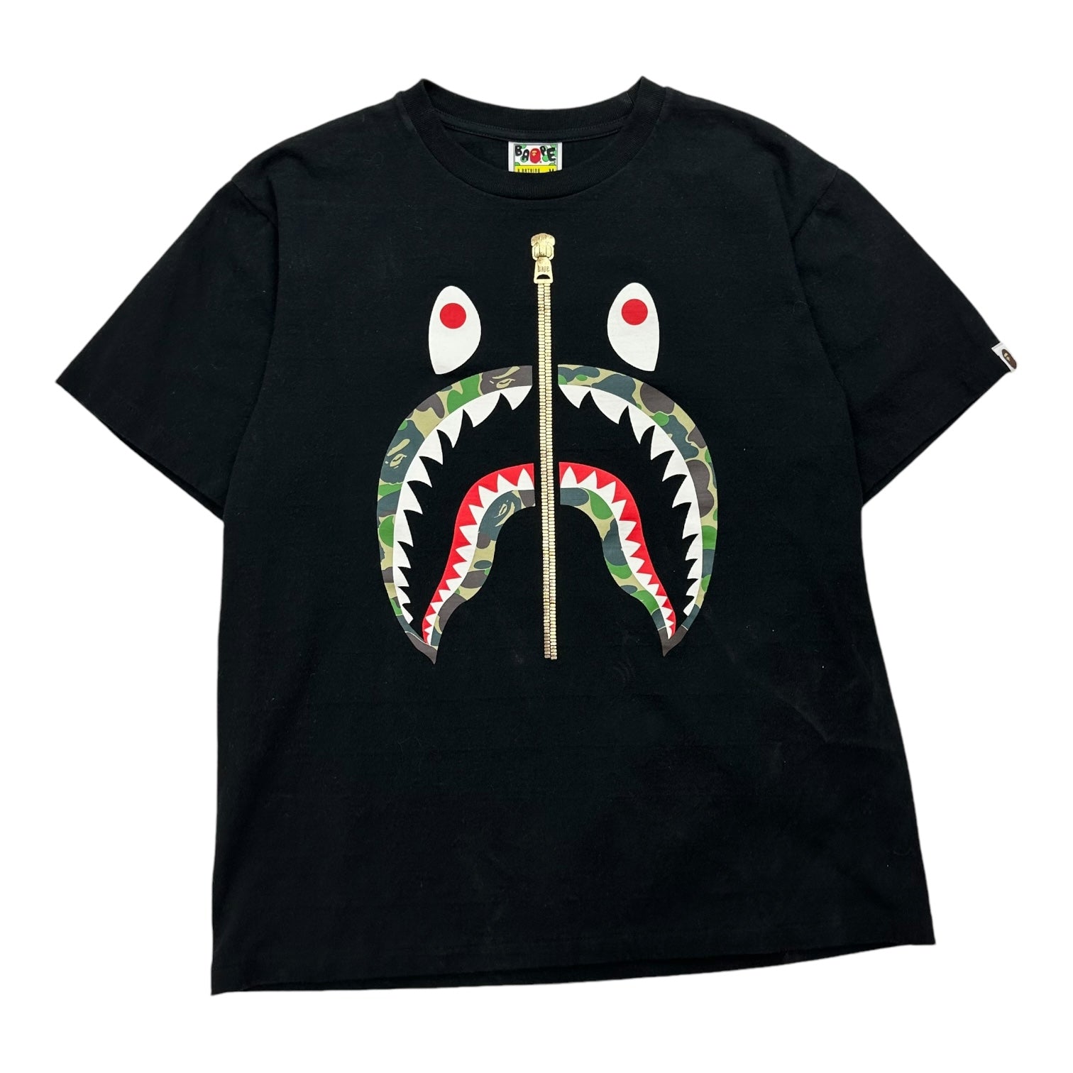 BAPE Silver Zip Shark Tee Black