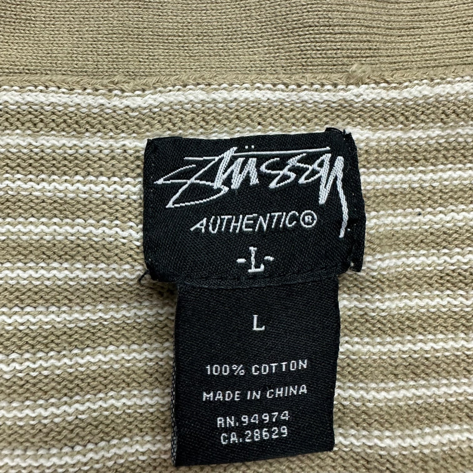 Stussy Striped Cardigan Beige/White