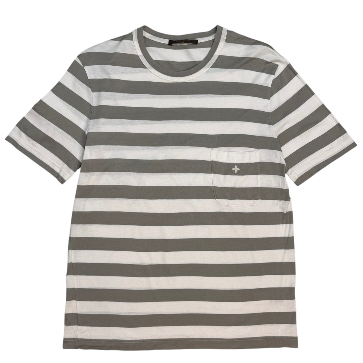 Louis Vuitton Monogram Flower Striped Pocket Tee Grey/White
