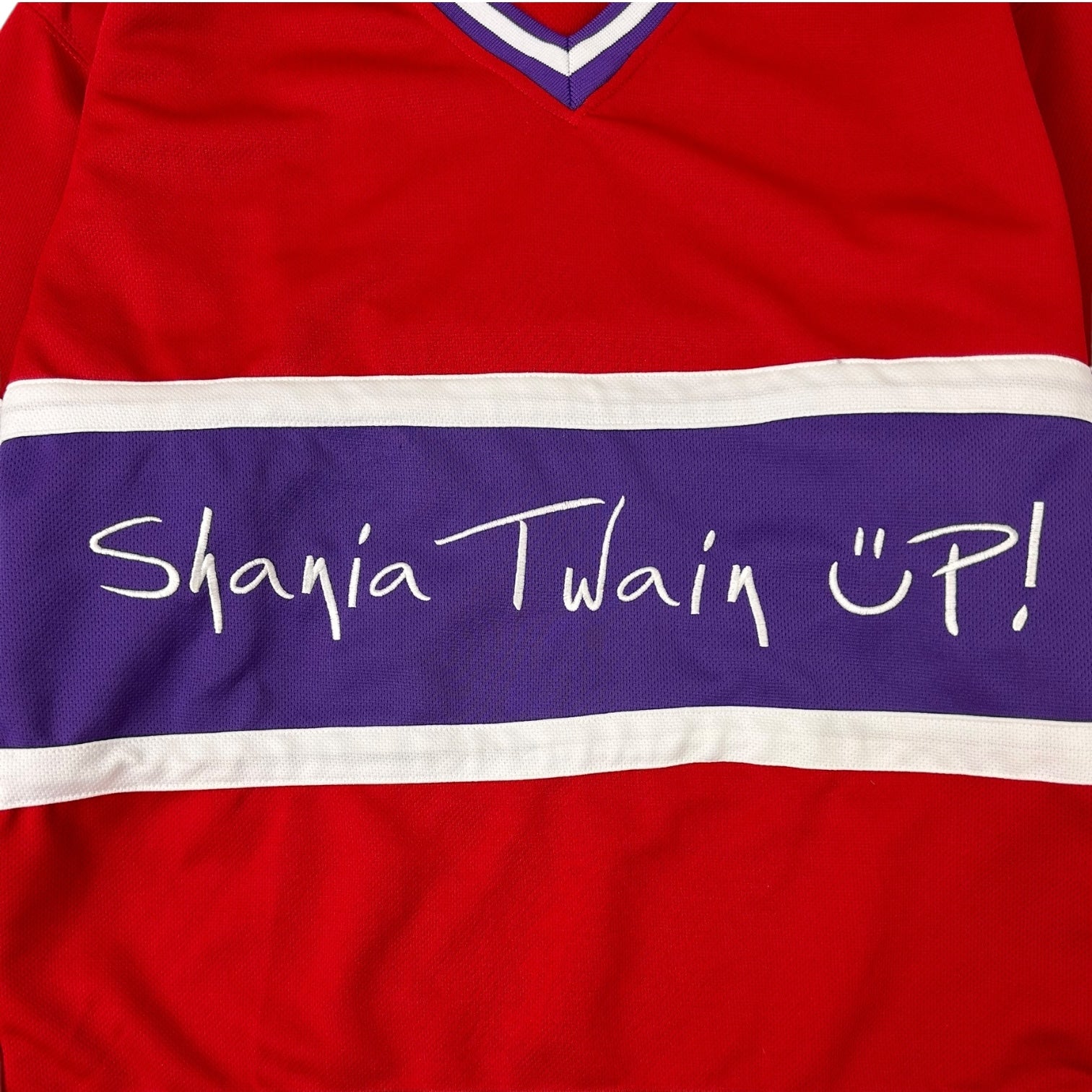 Vintage Shania Twain “Up!” Hockey Jersey Red