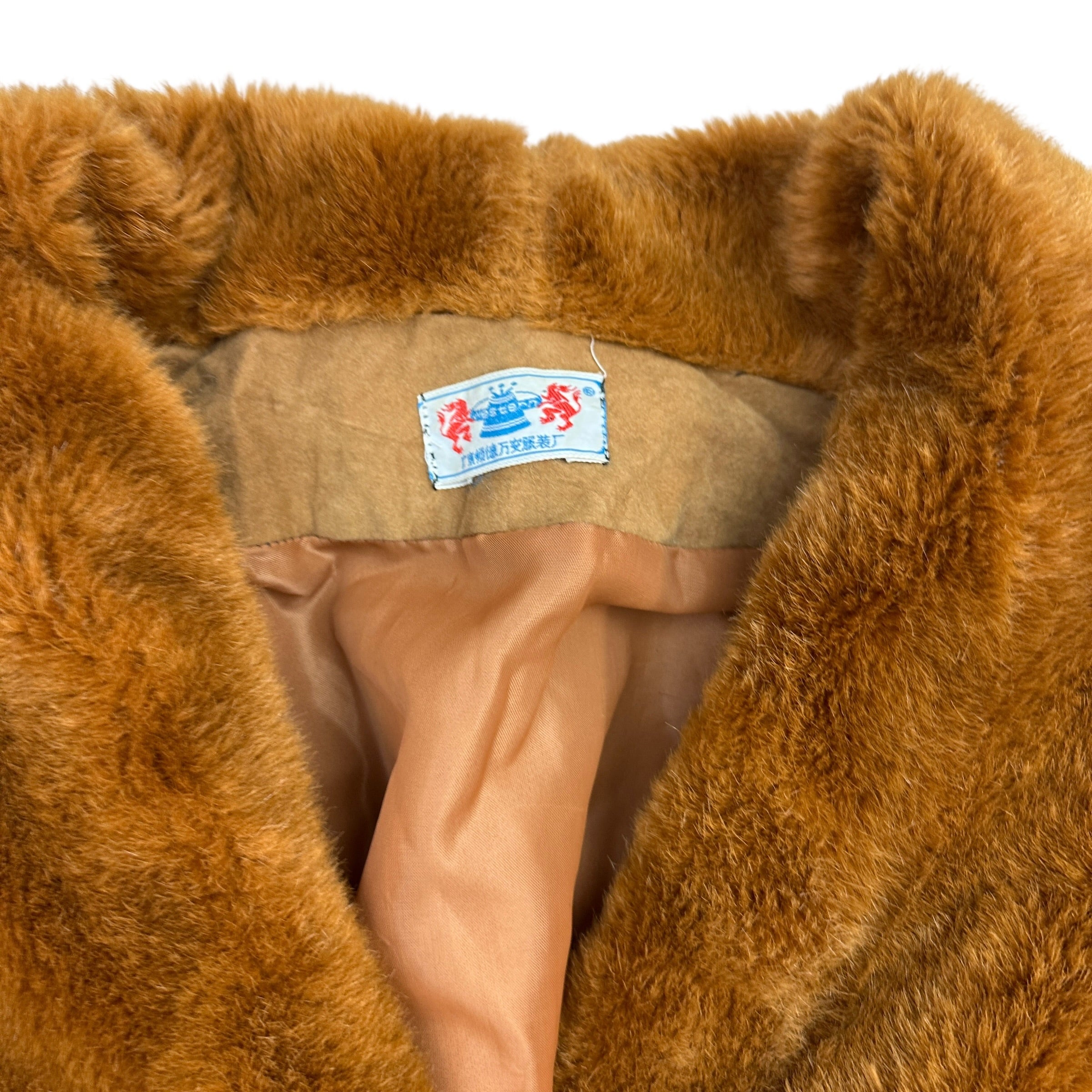 (W) Vintage Faux Fur Nubuck Bomber Jacket Light Brown