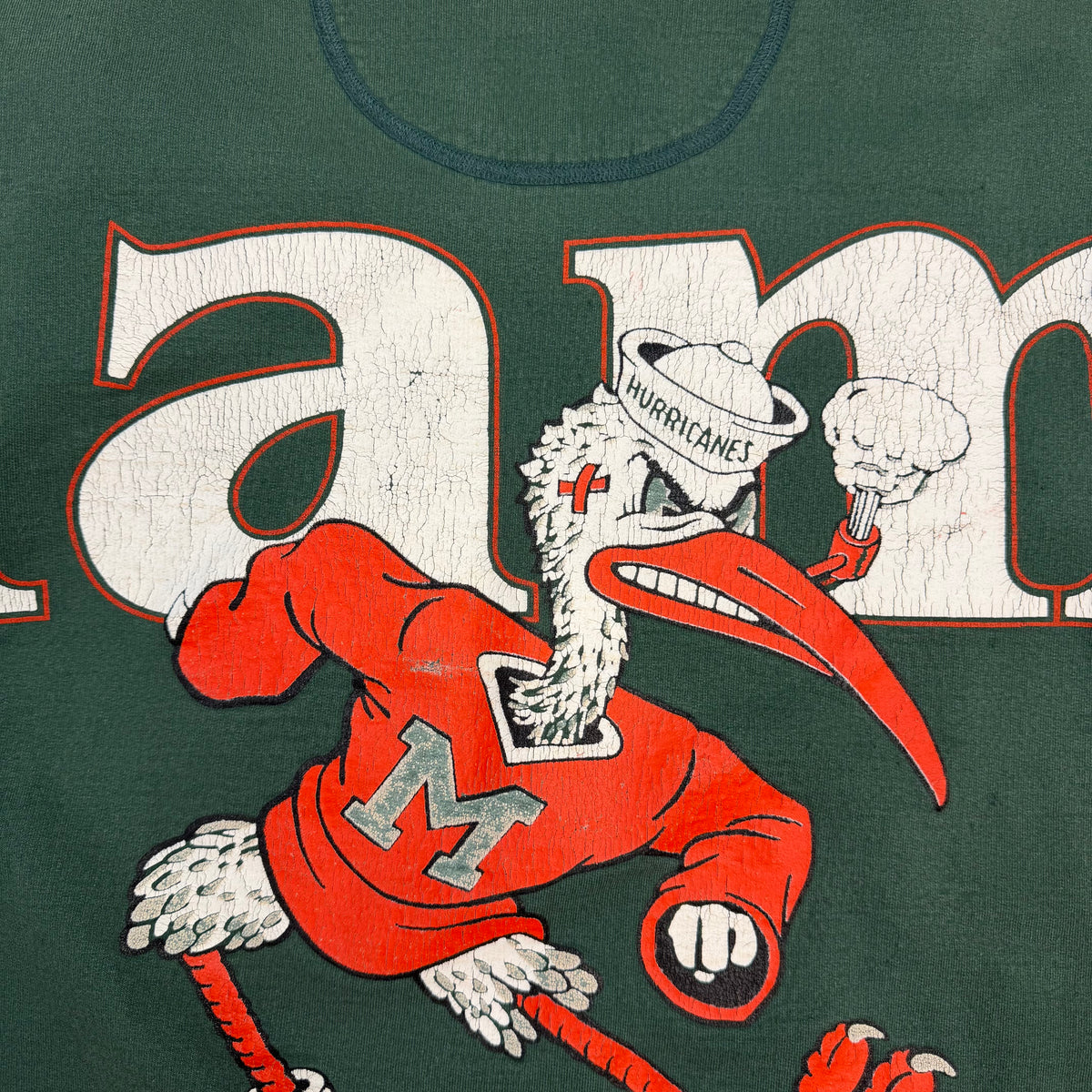 Vintage Miami Hurricanes Spellout Crewneck Green