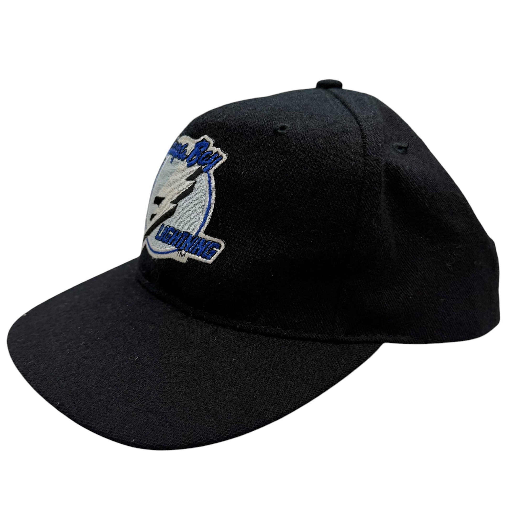 Vintage Tampa Bay Lightning Embroidered Blockhead Snapback Hat Black