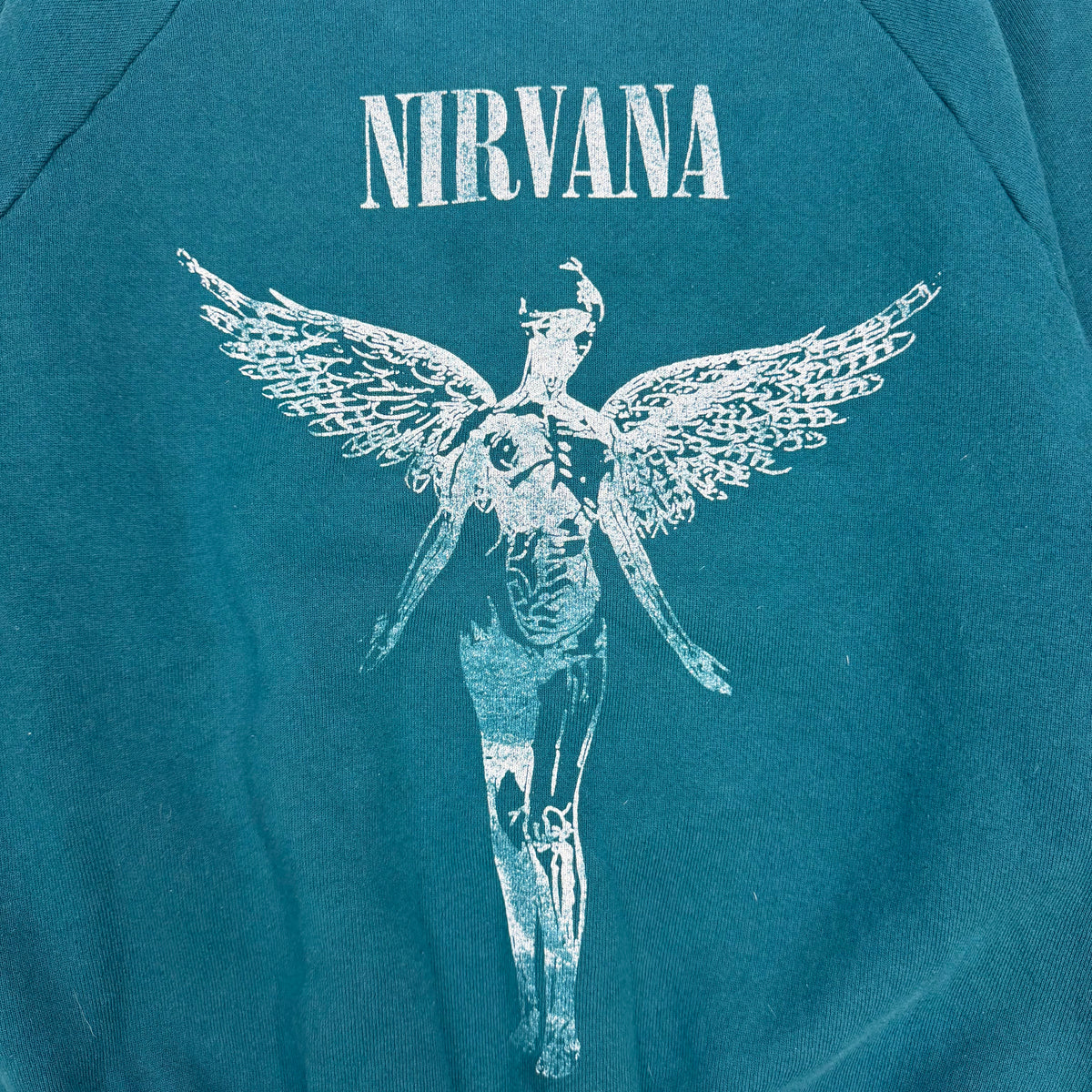 (W) Vintage Nirvana In Utero Crewneck Teal