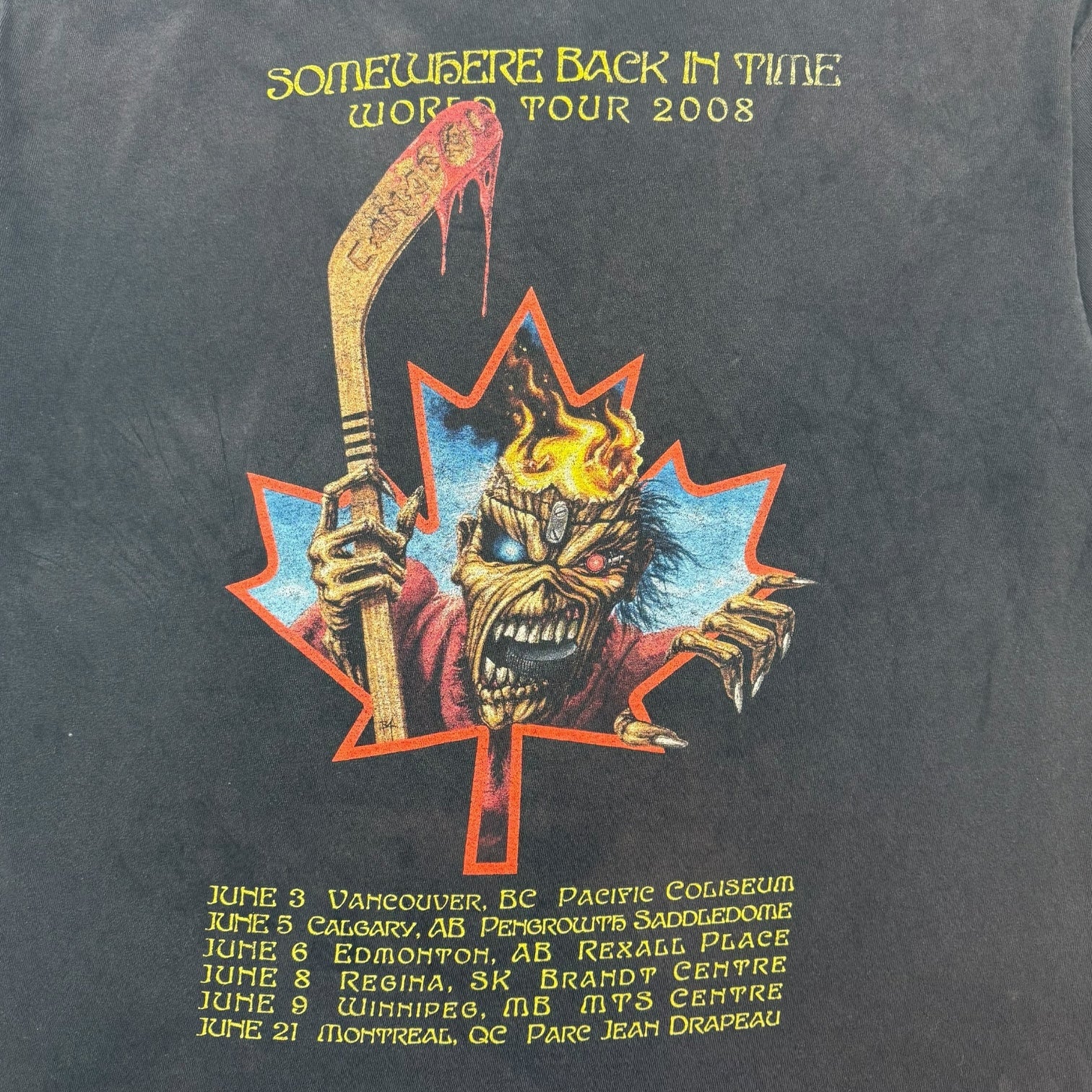 2008 Iron Maiden Somewhere Back In Time Hockey Tee Black