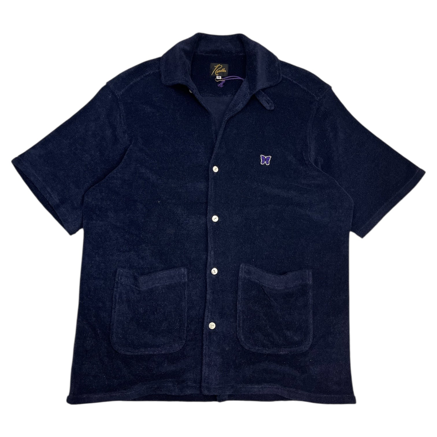 Needles Italian Collar Pile Jersey Shirt Navy