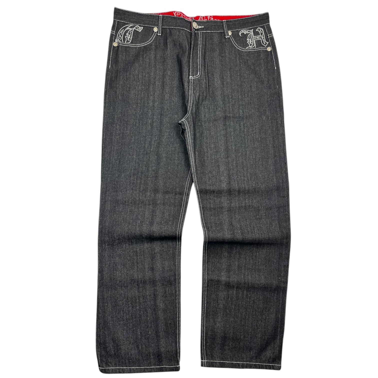 Vintage Y2K Crown Holder Chrome Embroidered Denim Jeans