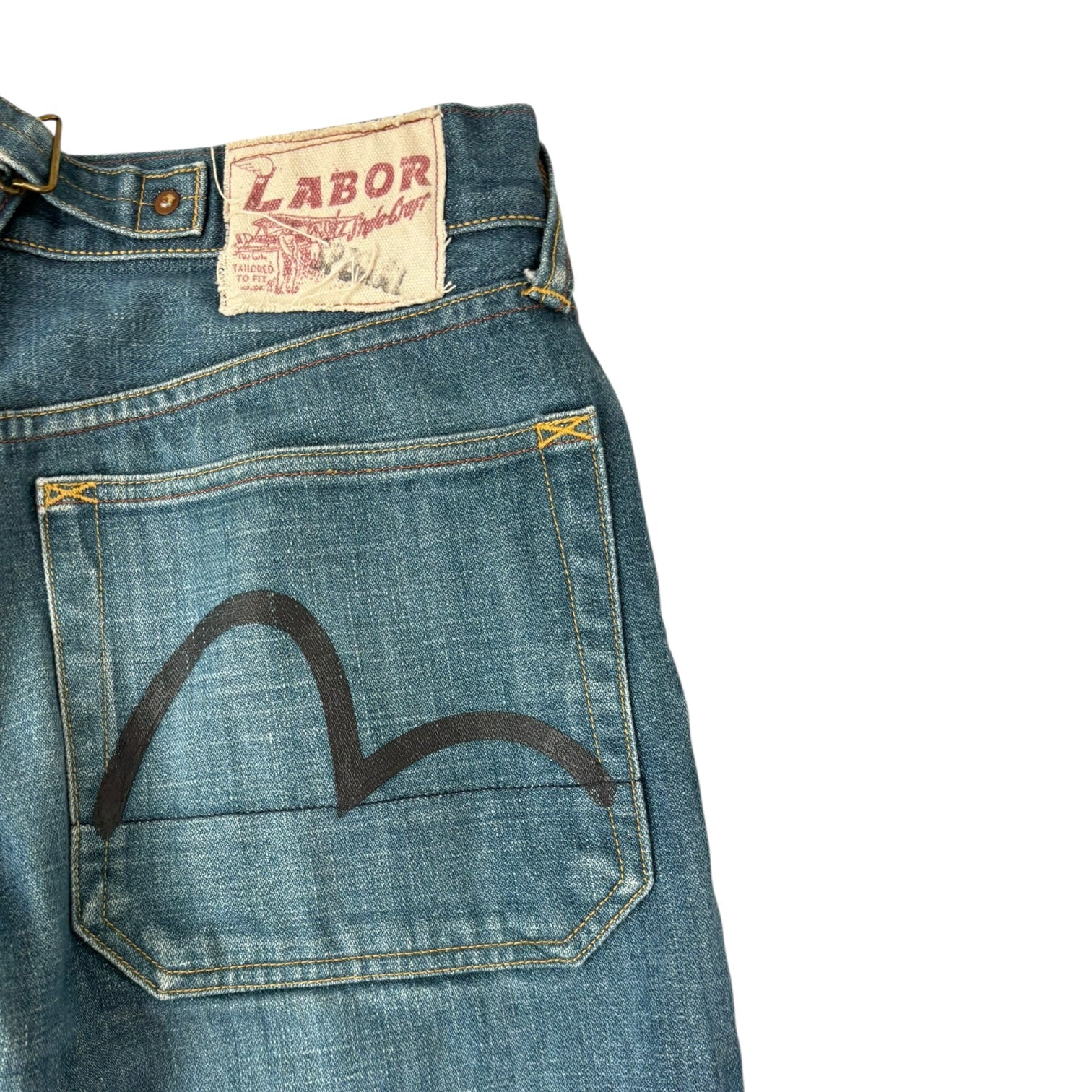 Evisu Labor Buckle-Back Straight Leg Jean Medium Wash