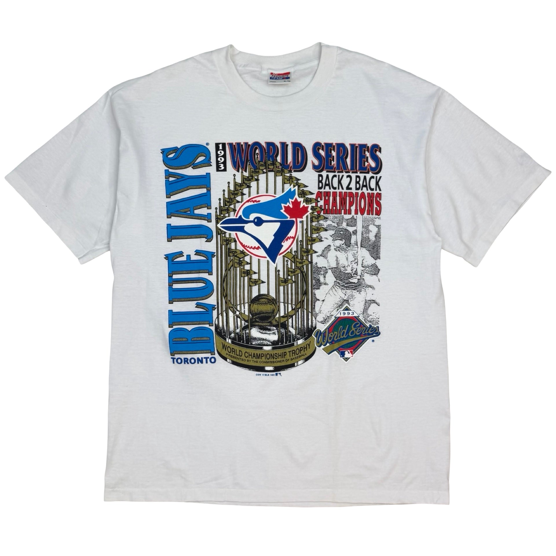 1993 Toronto Blue Jays World Series Back 2 Back Champions Tee White