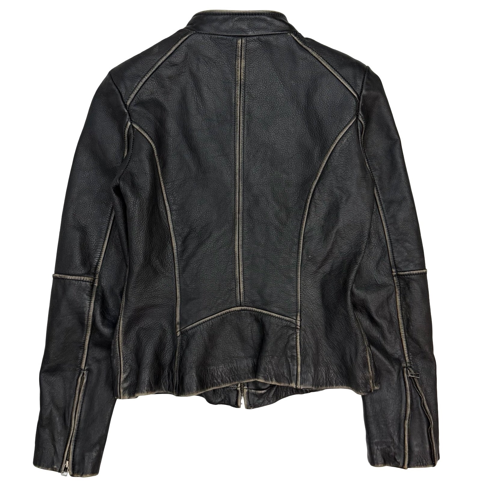 (W) Vintage Danier Leather Racing Jacket Black