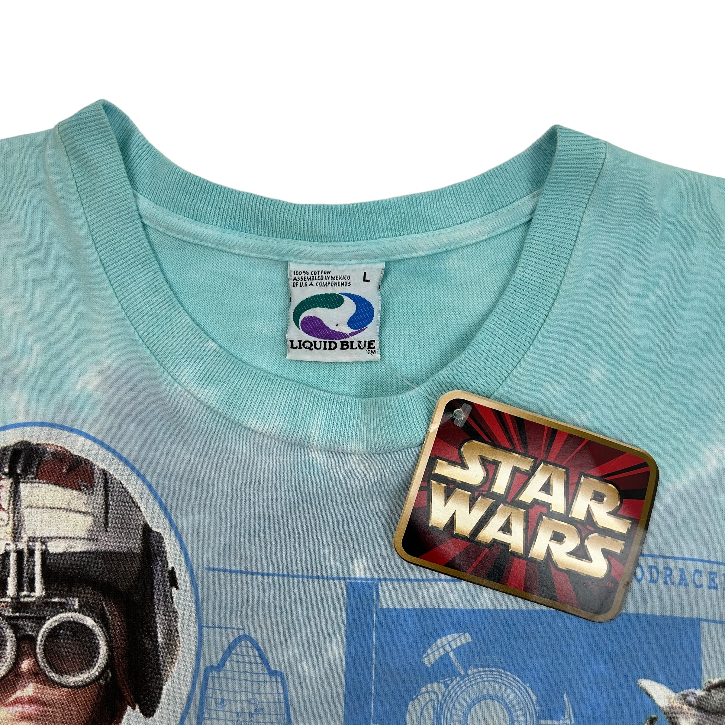 Vintage Star Wars Episode 1 Liquid Blue Pod Racing Shirt