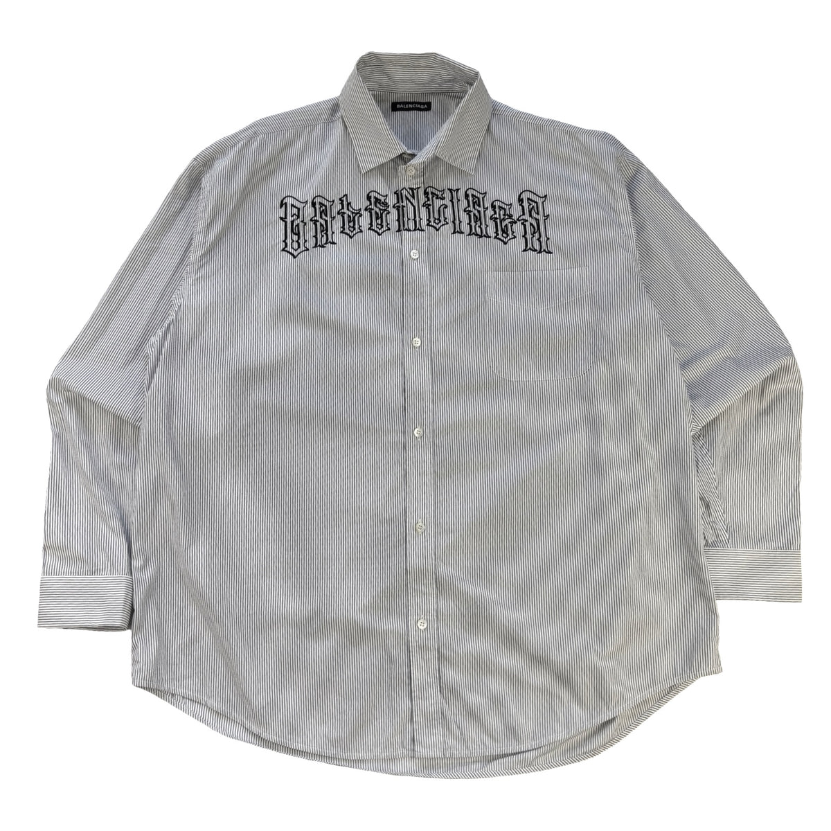 Balenciaga Gothic Logo Pinstripe Shirt