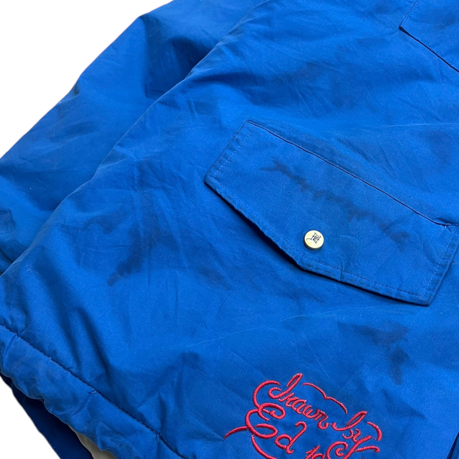 Vintage Y2K Ed Hardy Embroidered Insulated Coat Blue