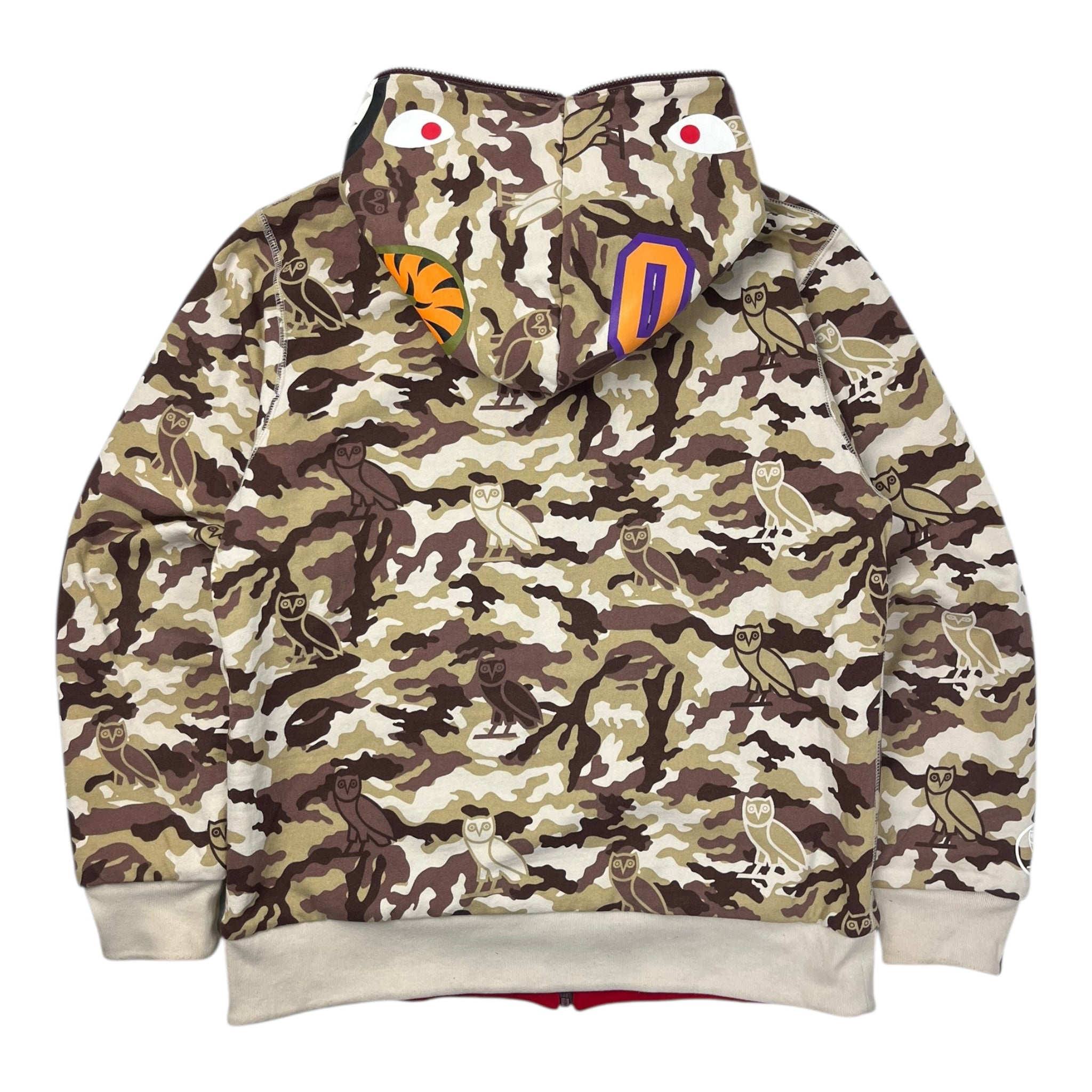 A Bathing Ape X OVO Woodland Camo Shark Reversible Full Zip Hoodie