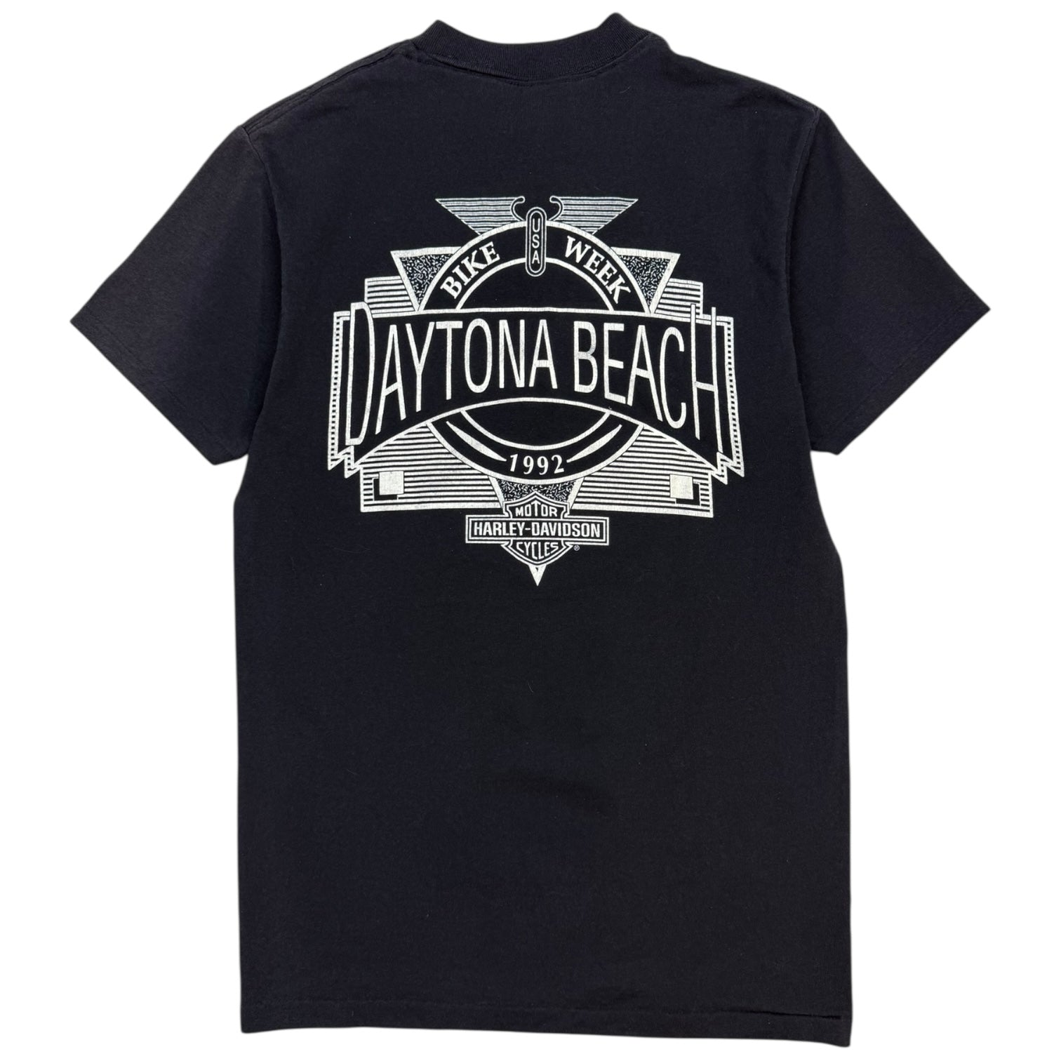 1991 Harley Davidson Eagle 3D Emblem Daytona Beach T-Shirt Black