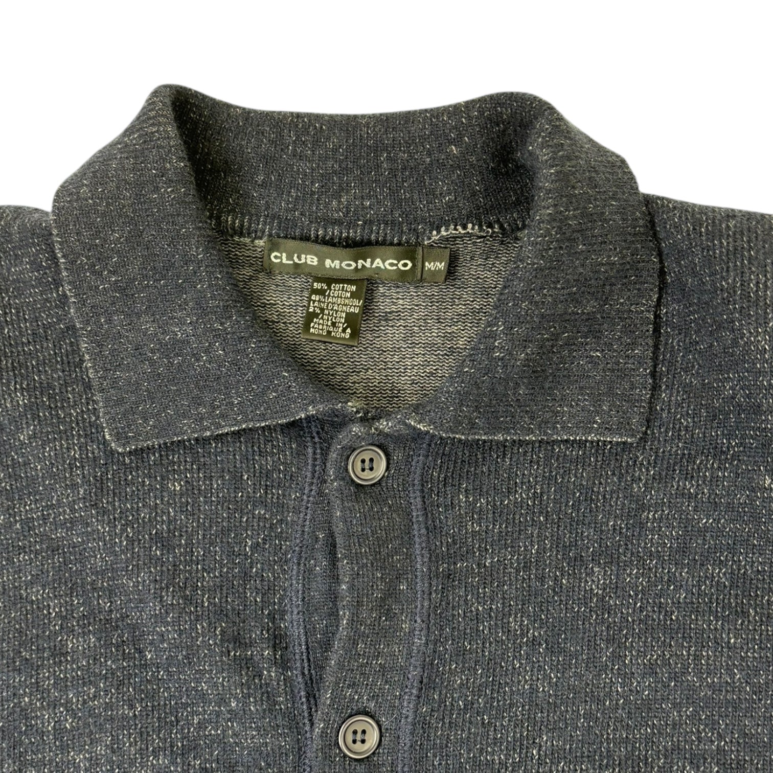 Vintage Club Monaco Button-Up Knit Sweater Navy