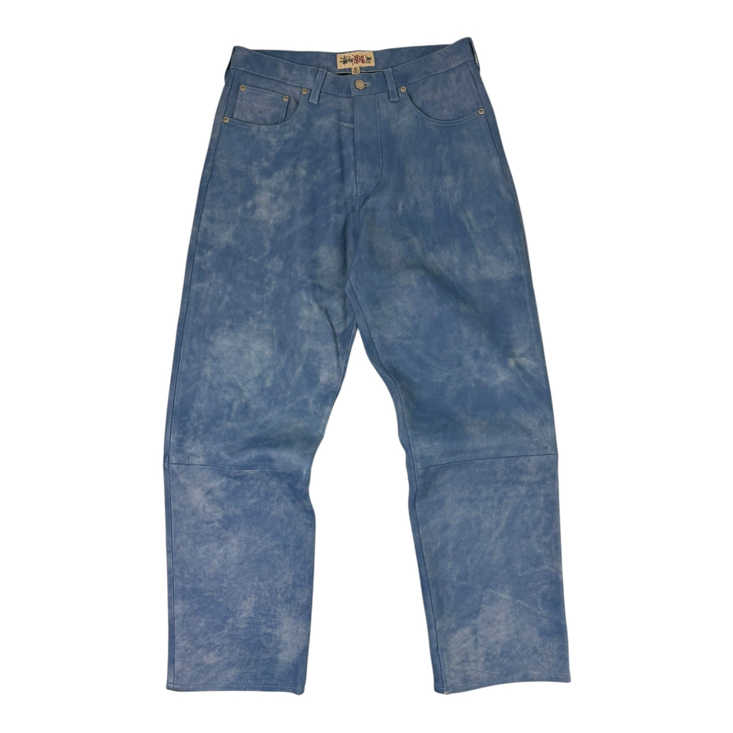Stussy Big Ol Stonewashed Leather Pants Blue