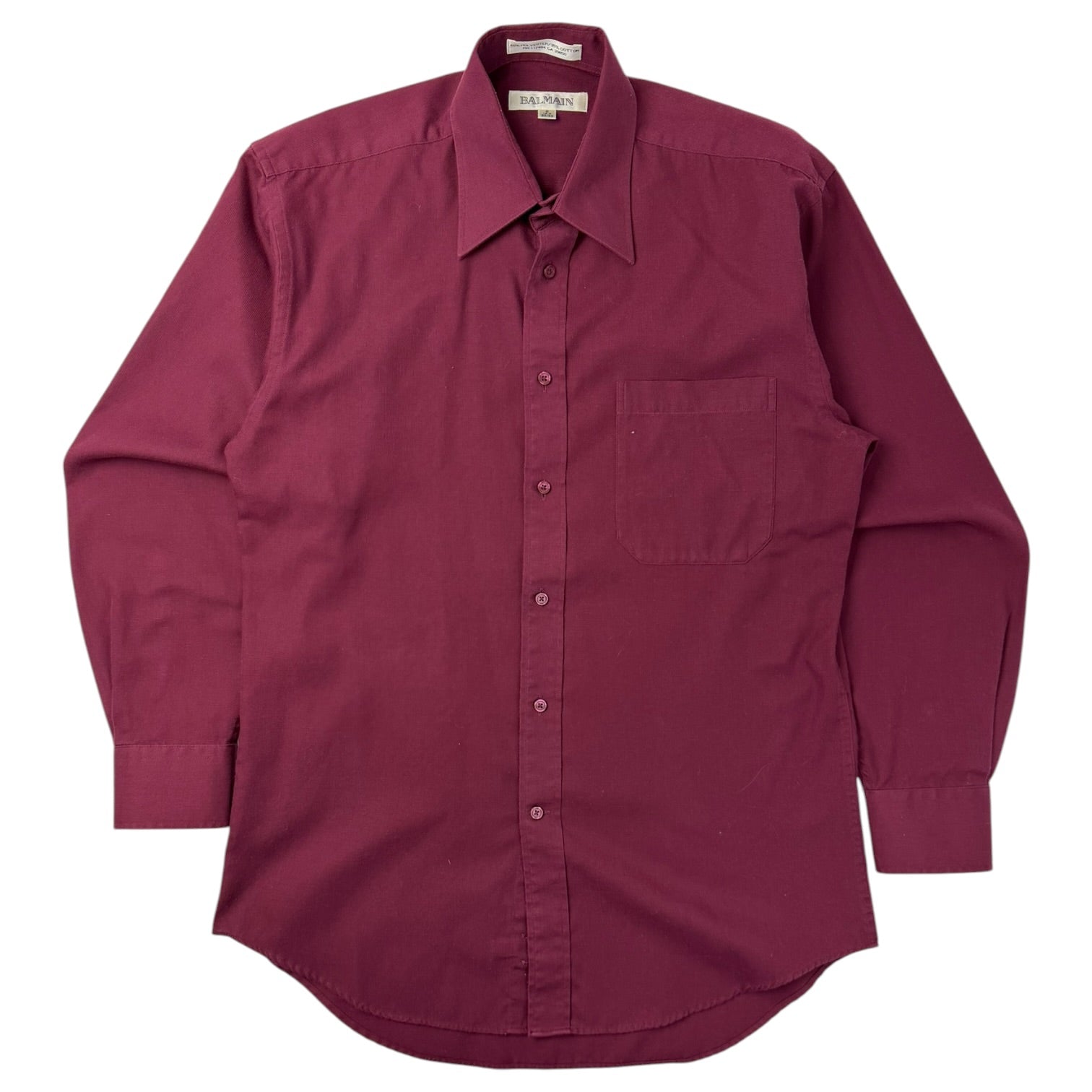Balmain Button Down L/S T-Shirt Burgundy