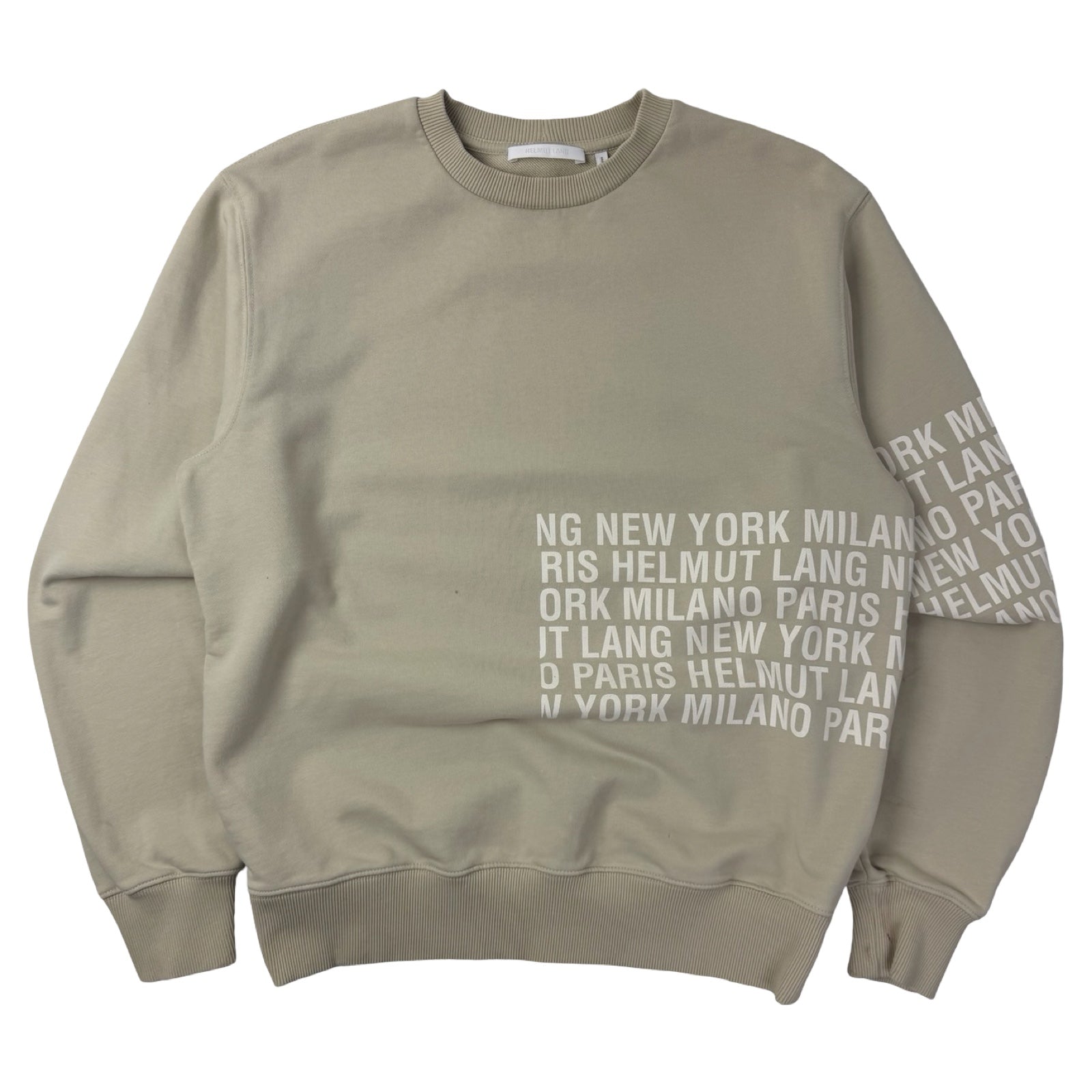 Helmet Lang Taupe Box Logo Crewneck