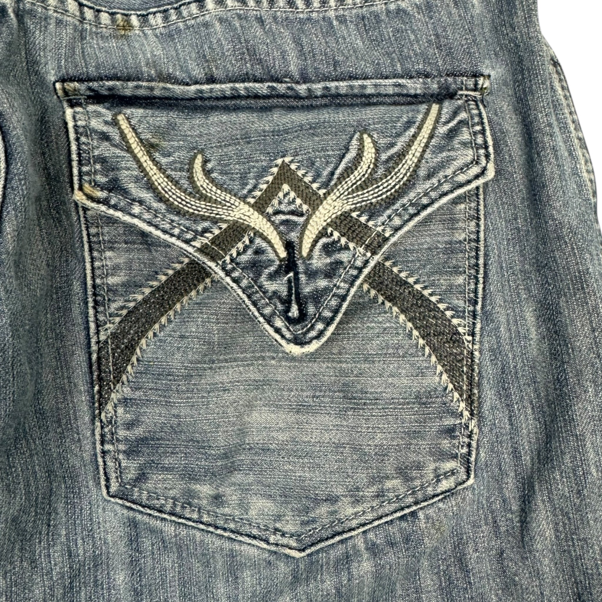 Y2K Flypaper Embroidered Euro Denim Blue Bottoms