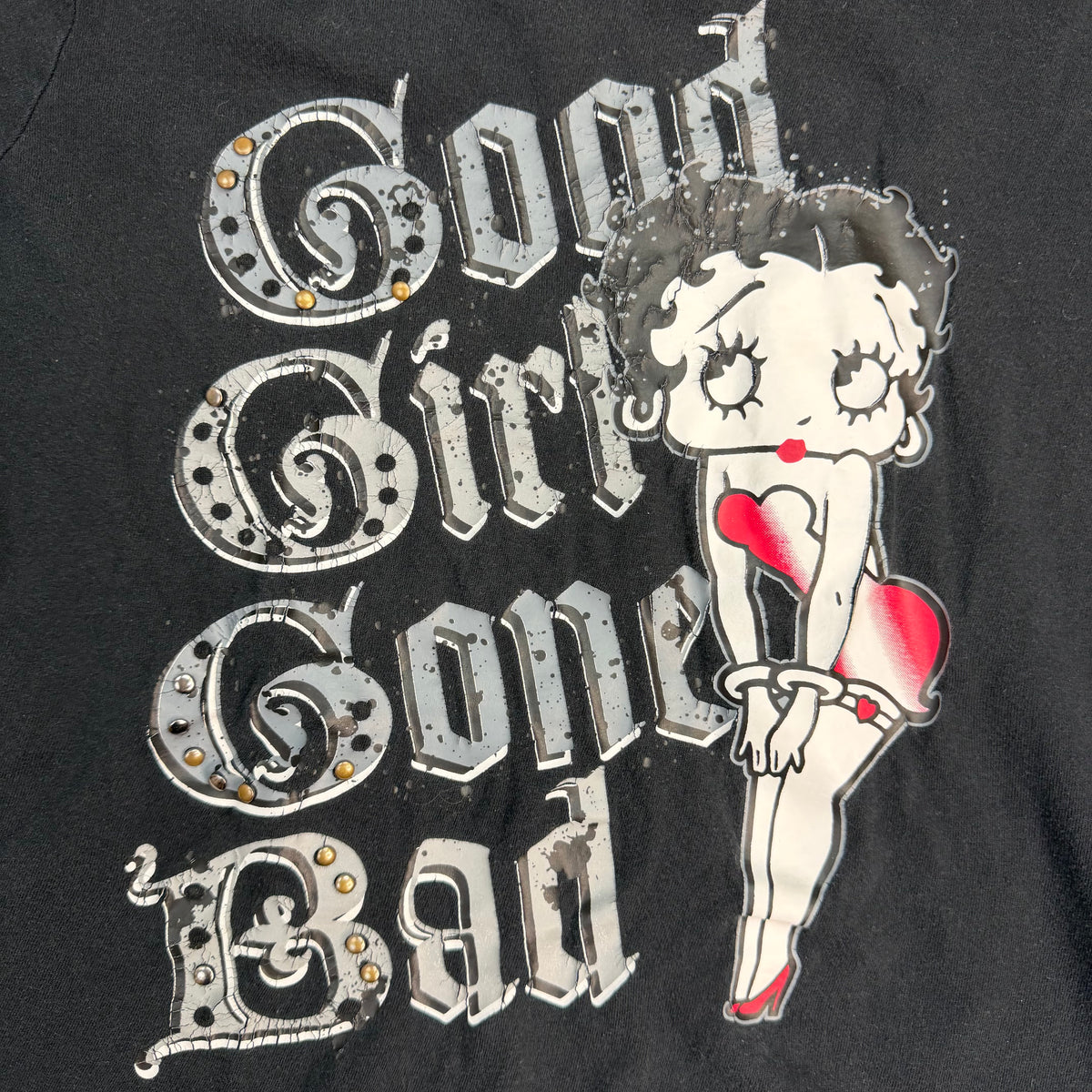 (W) Vintage Betty Boop “Good Girl Gone Bad” Baby Tee Black