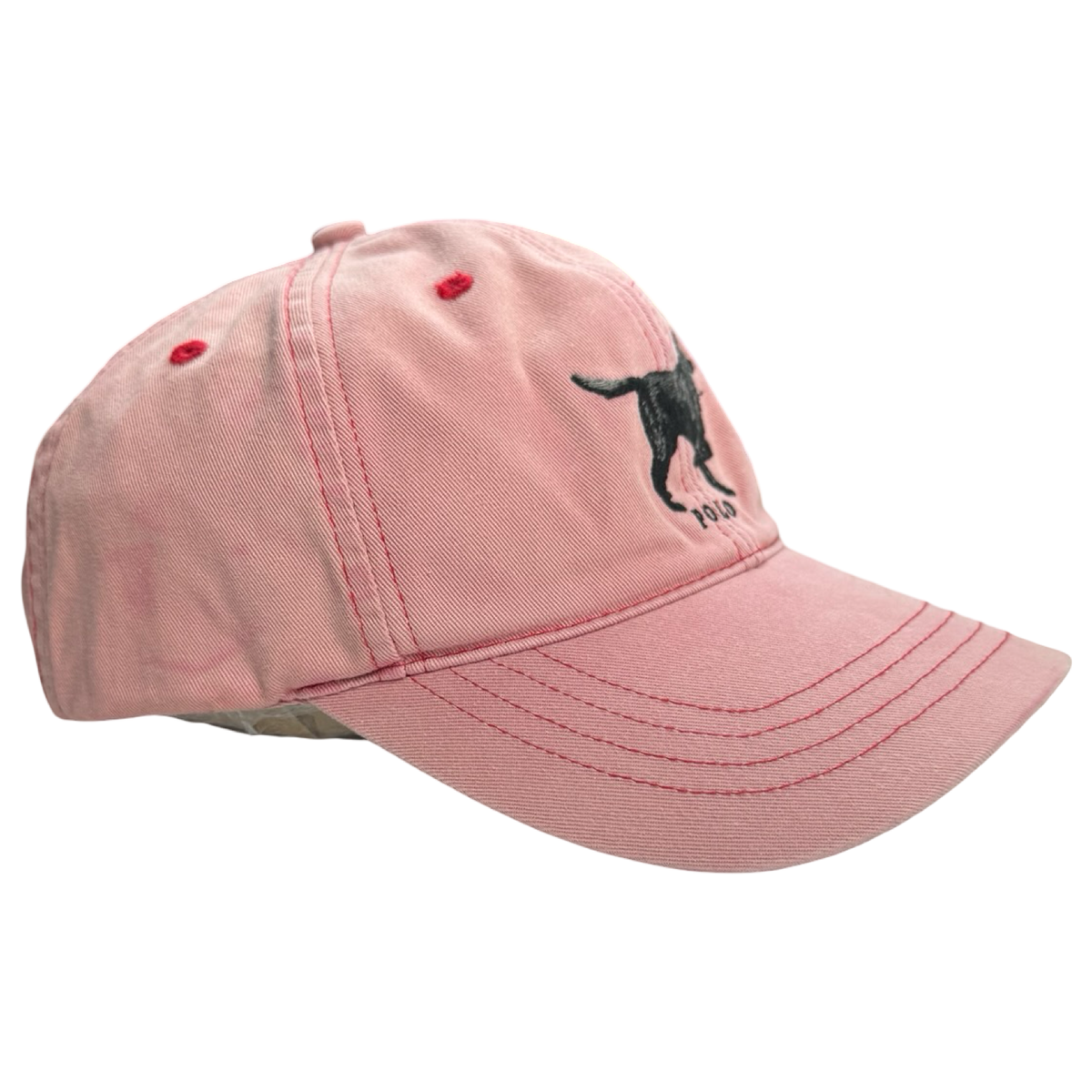 Vintage Polo Ralph Lauren Embroidered Black Lab Dog Hat Pink