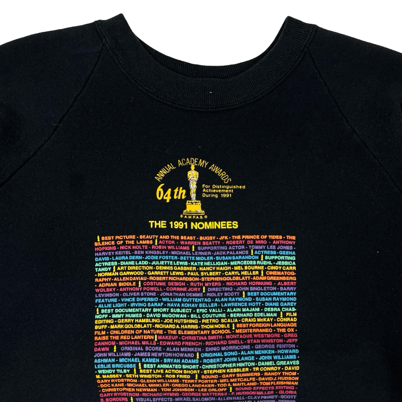 Vintage 1991 64th Academy Awards Crewneck Black