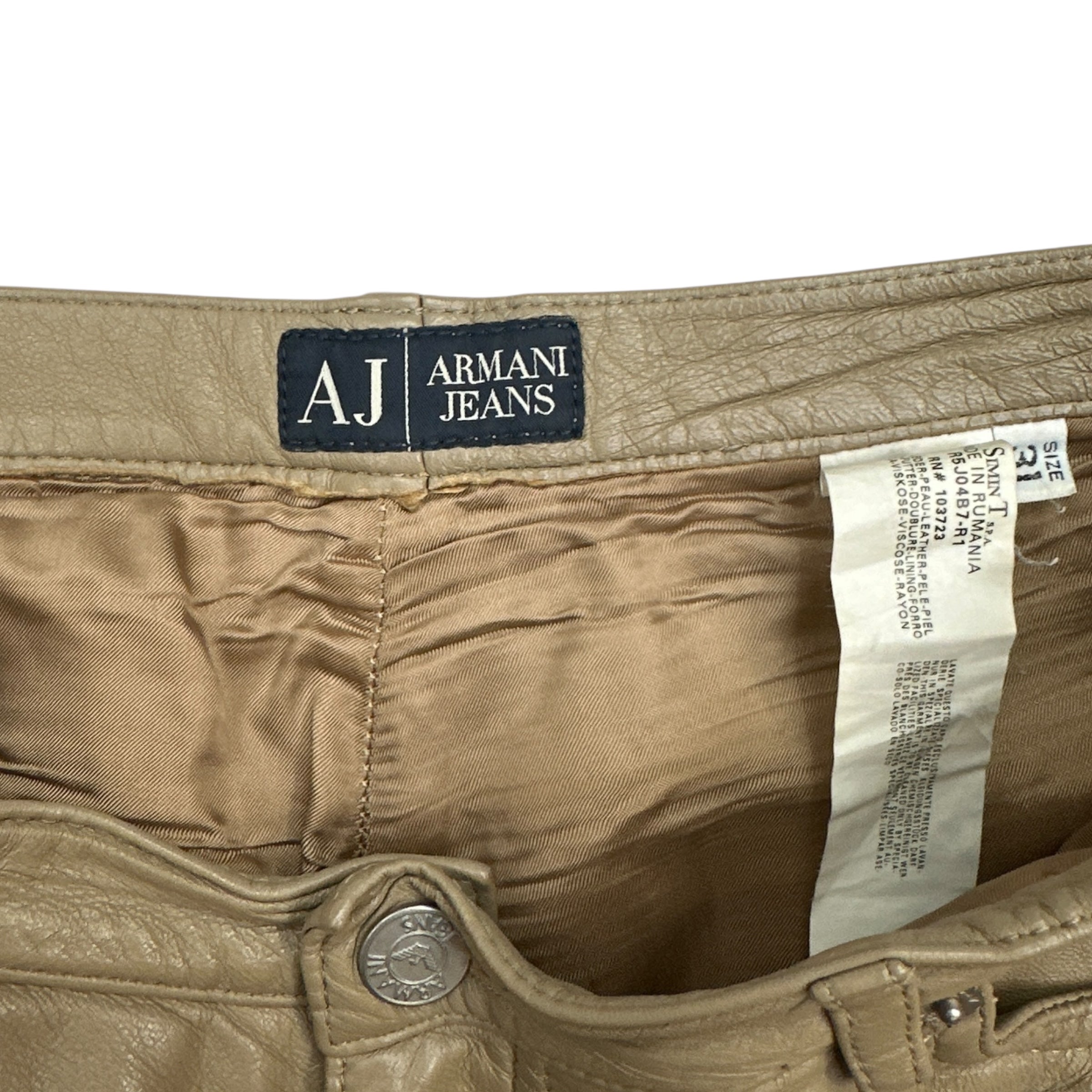 Vintage Armani Leather Pants Sand