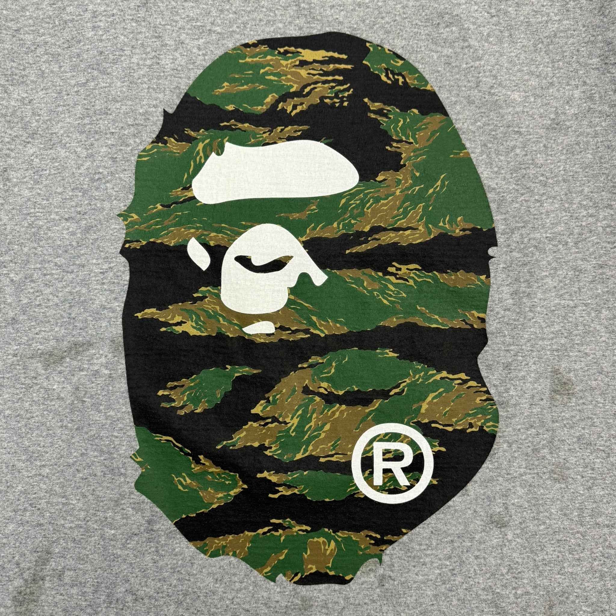 Bape Tiger Camo Big Ape Head Tee Grey