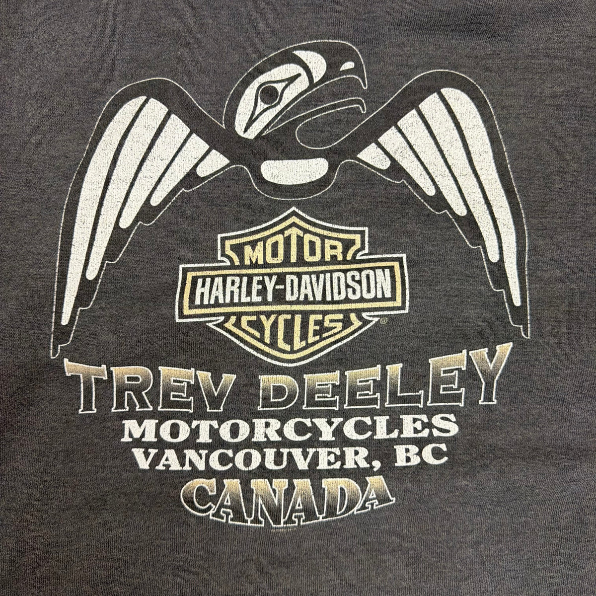 2003 Harley Davidson Paint Splatter Skull Vancouver Zip Up Faded Grey