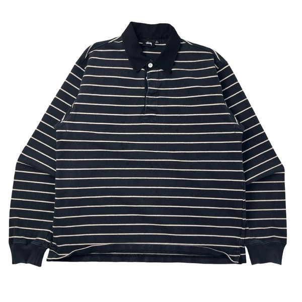 Stussy Horizontal Striped Rugby Black