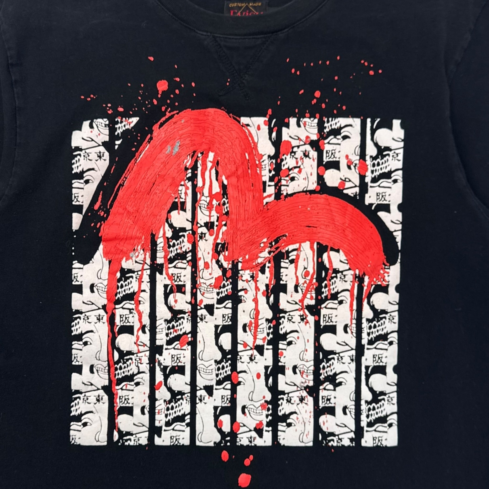 Vintage Y2K Evisu Seagull Logo T-Shirt Black