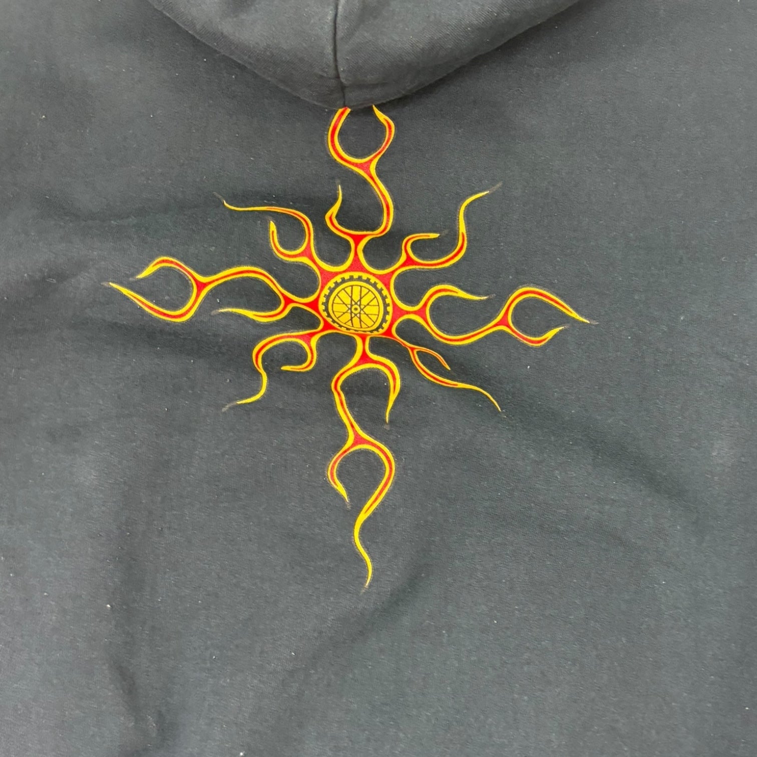 Vintage Ontop Bike Shop Tribal Flames Hoodie Black