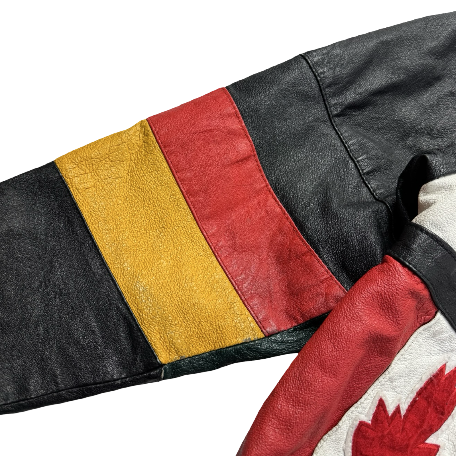 Vintage 80s Phase 2 Flags of the World Leather Jacket