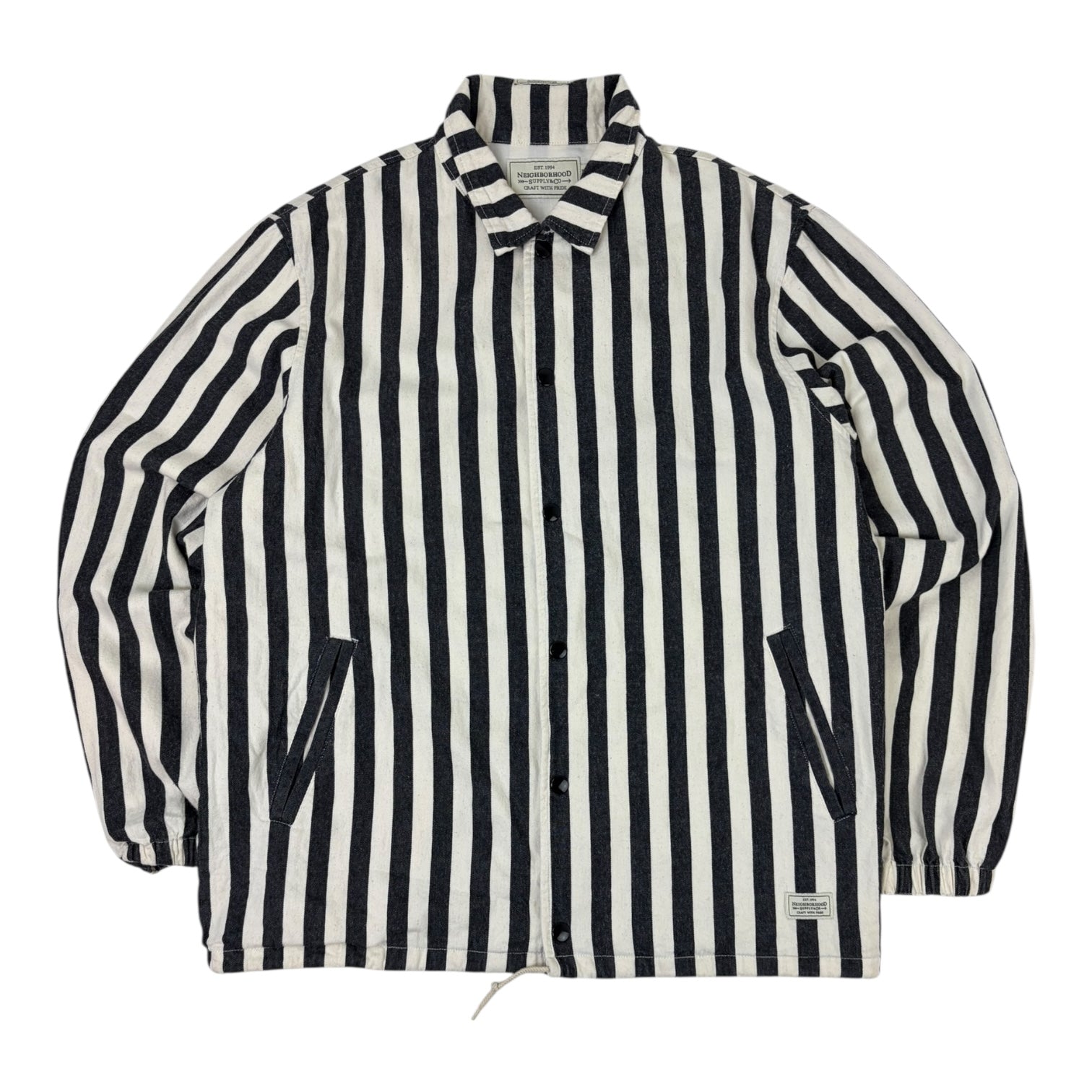 Neighborhood Brooks Stripe Coach Jacket Black/White