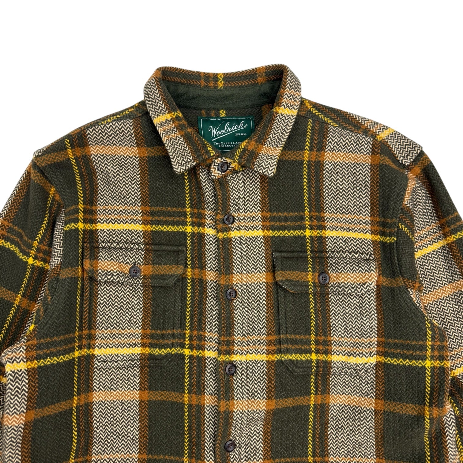 Vintage WoolRich Button Up Shirt Green/Yellow