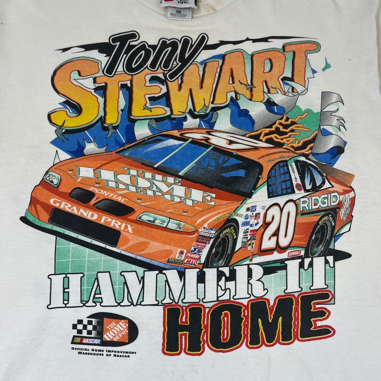 Vintage 1999 Tony Stewart “Hammer It Home” Nascar T-Shirt White