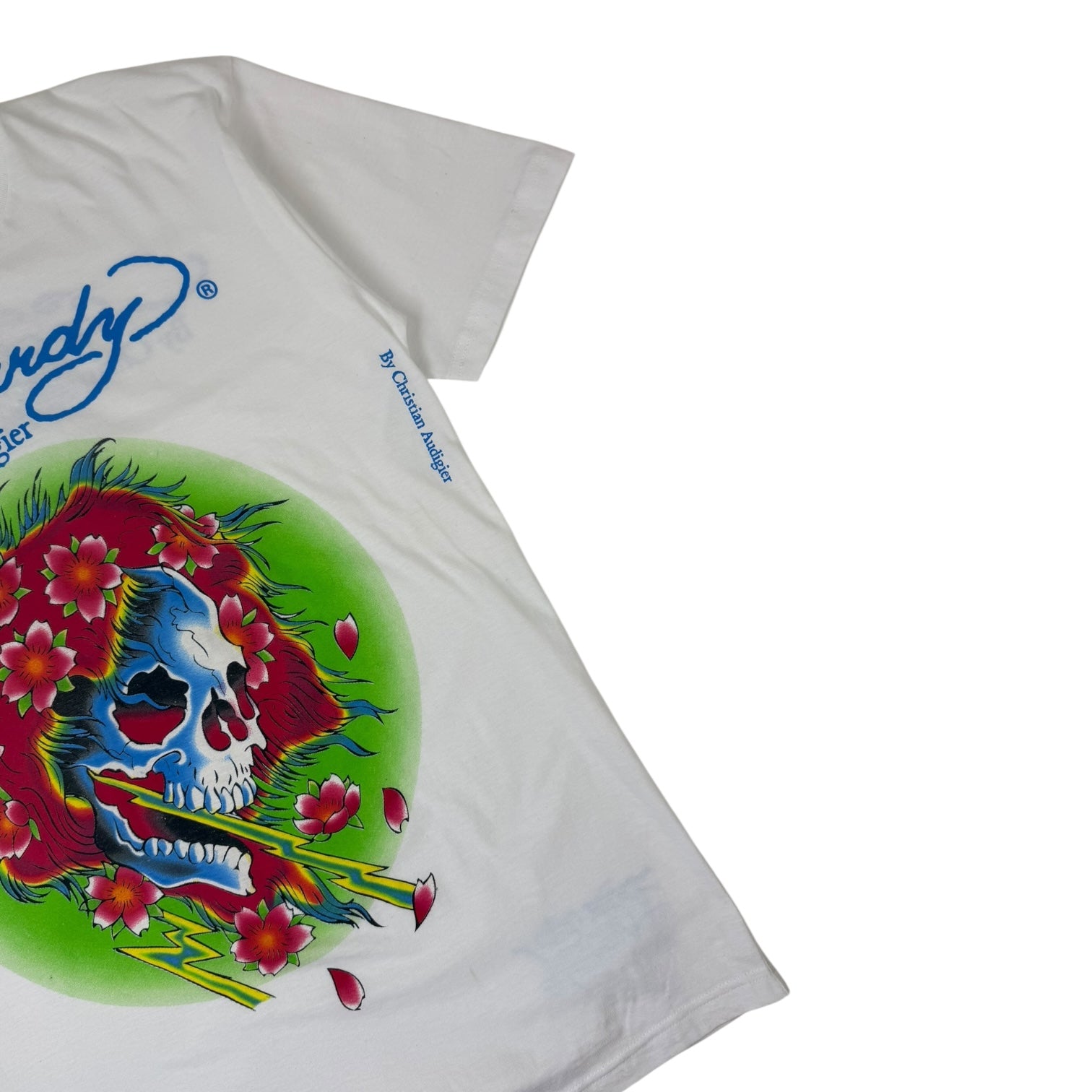 Ed Hardy by Christian Audigier Skull & Flowers T-Shirt White