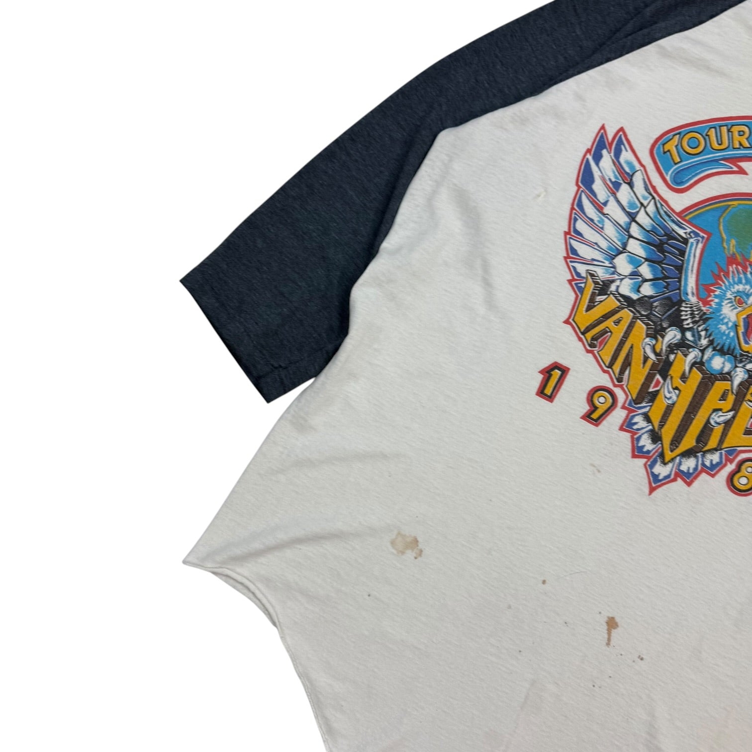 1984 Van Halen Tour Of The World Raglan Tee Black/White
