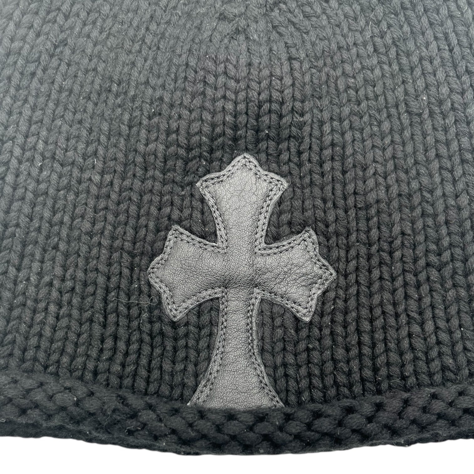 Chrome Hearts Leather Cross Beanie Black
