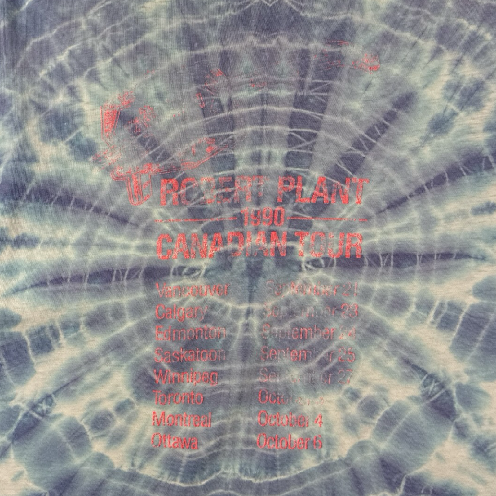 1990 Robert Plant Symmetria Canadian Tour Tie Dye T-Shirt