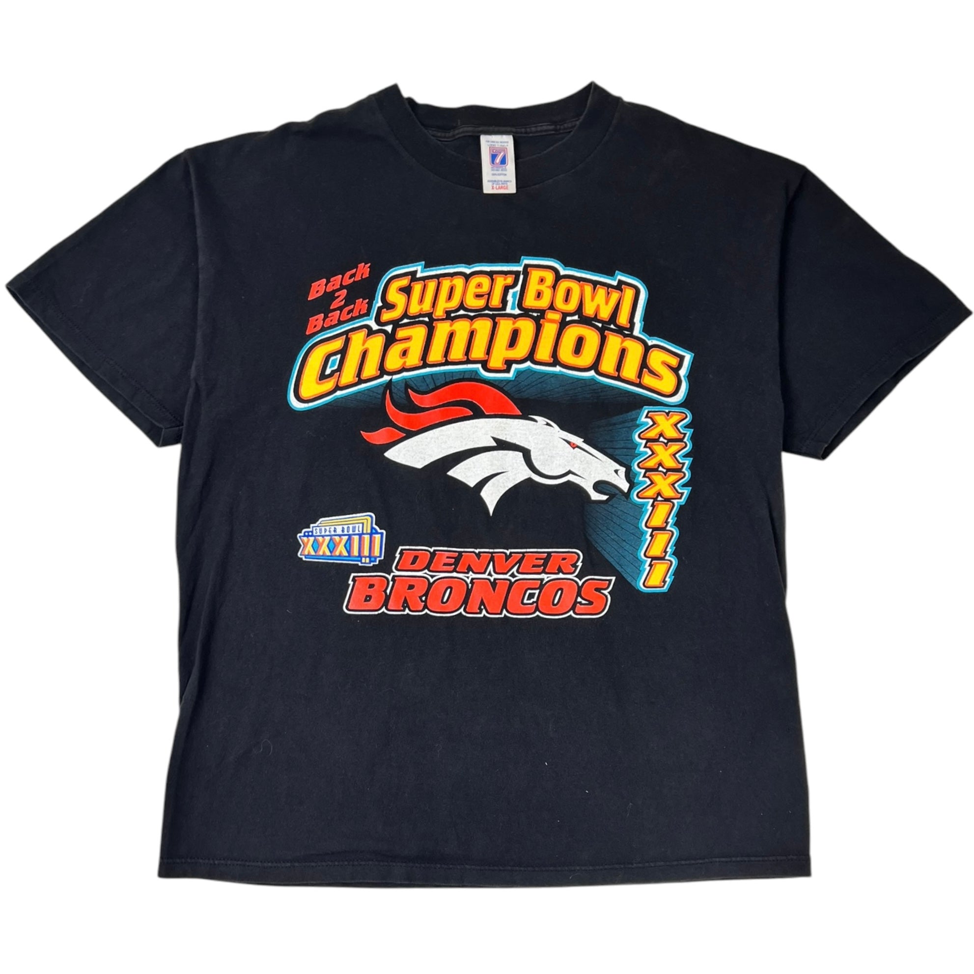 Vintage Denver Broncos Back-To-Back Super Bowl XXXII and XXXIII Victories T-shirt
