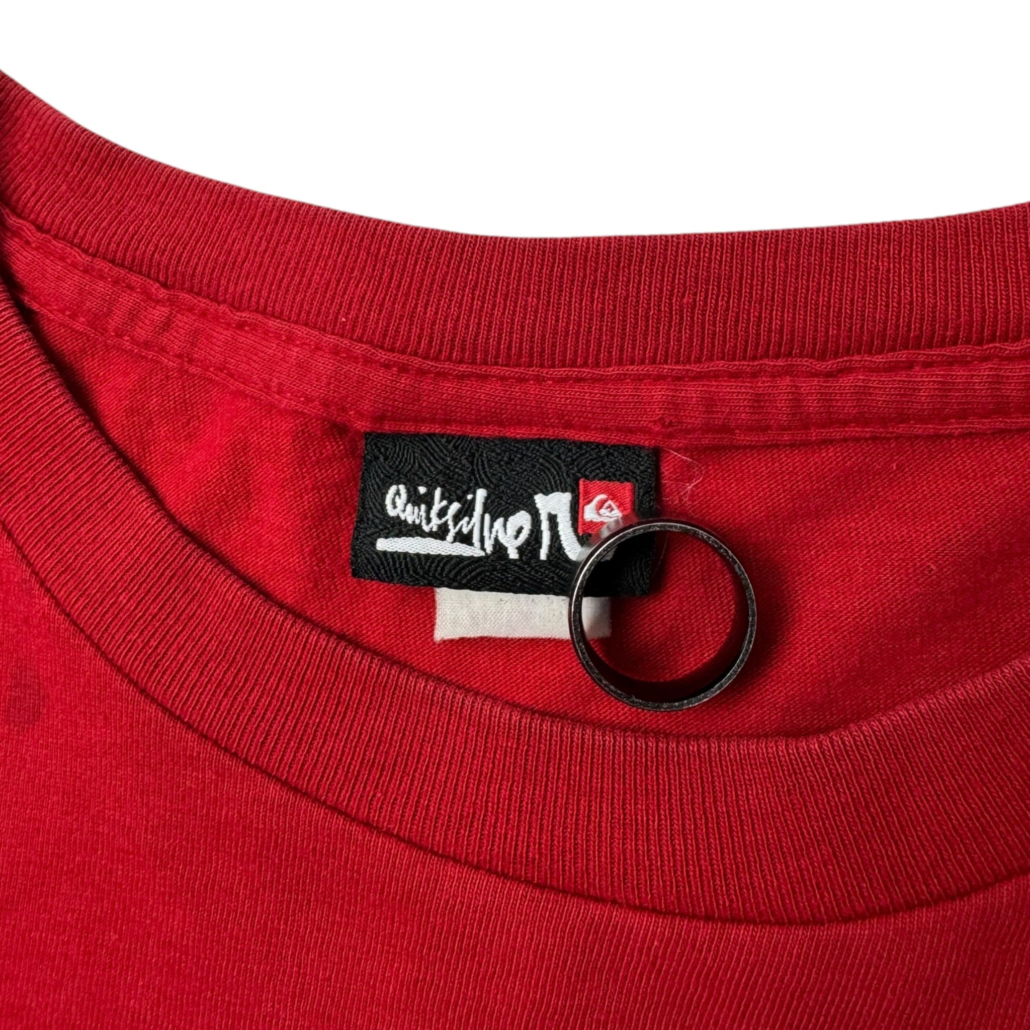 Vintage Y2K Quiksilver Tartan Logo Longsleeve Shirt Red