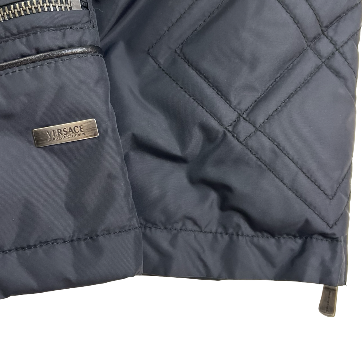 Vintage Versace Quikted Down Leather Inserts Puffer Jacket