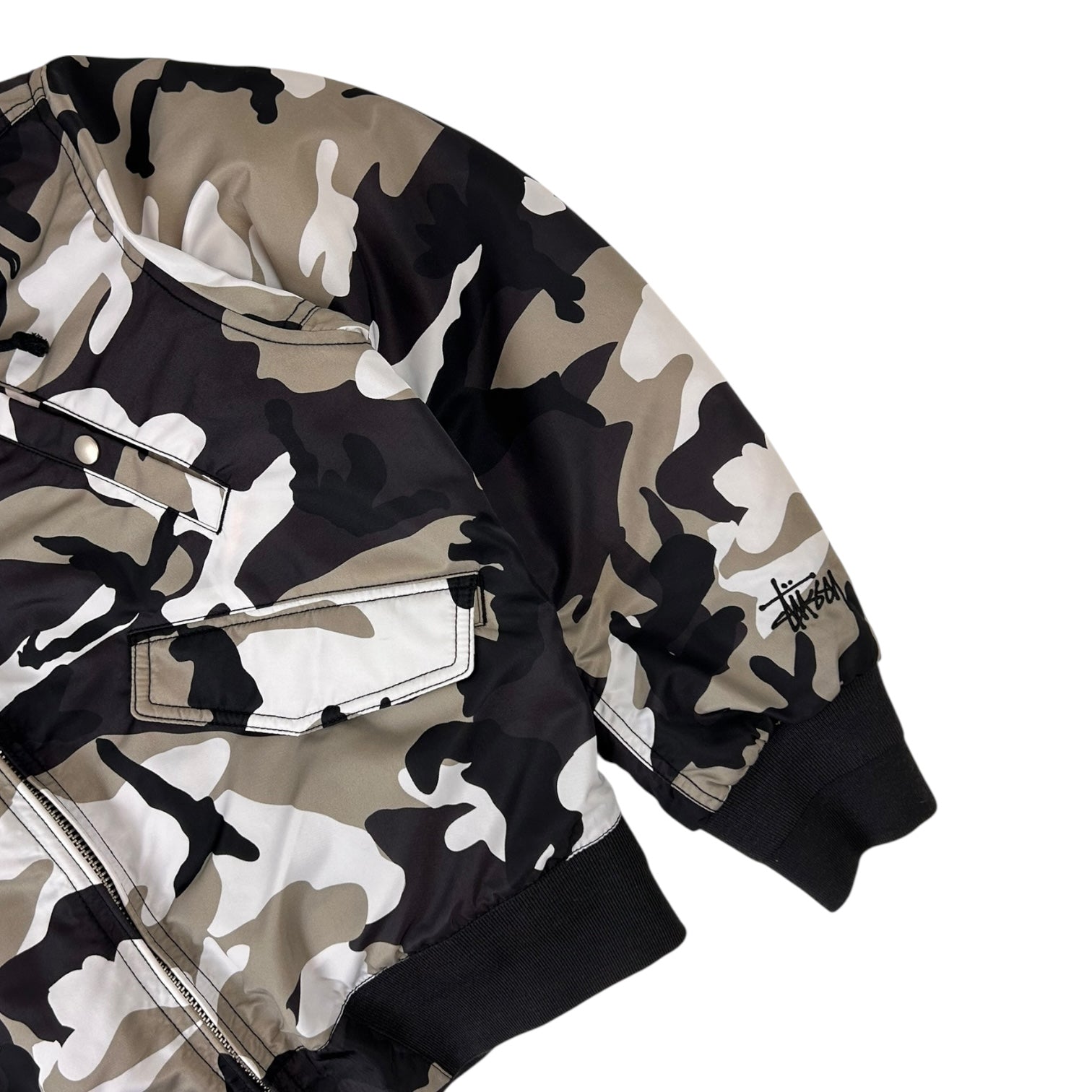 Stussy Flight Bomber Hooded Jacket Snow Camo