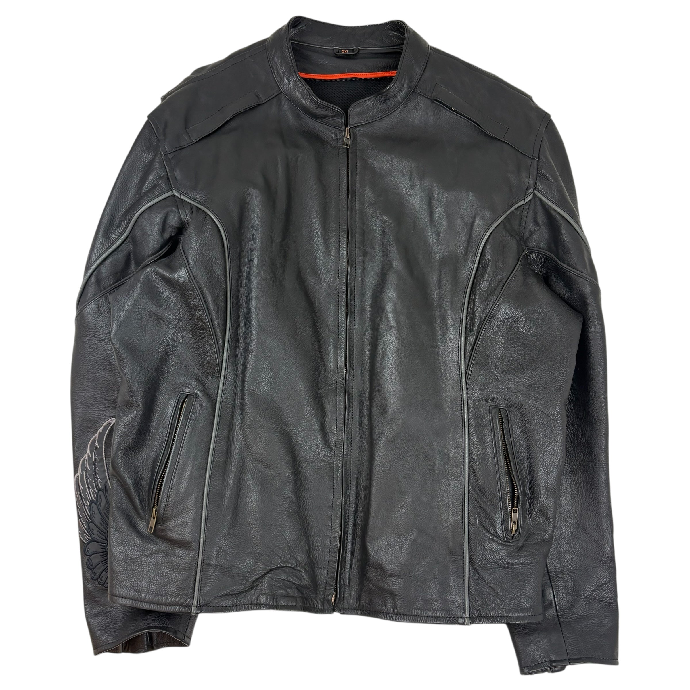 Vintage Wings Leather Jacket Black